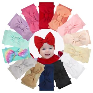 yanjie baby headbands - handmade elastic nylon hairbands with hair bows for newborns, girls, toddlers, and kids in black, red, pink