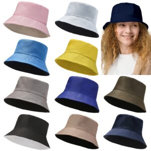 10 pieces bucket hat foldable summer sun hat travel beach fishing hat outdoor bucket cap for women men multicolor