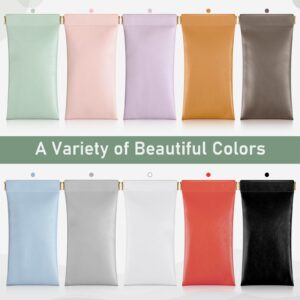 Kanayu 20 Pack Soft Leather Sunglasses Pouch Case Squeeze Top Glasses Case Eyeglasses Pouch for Women Anti Scratch Sunglasses Bag, 10 Colors