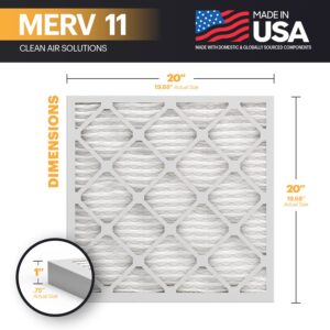 BNX TruFilter 20x20x1 Air Filter MERV 11 (6-Pack) - MADE IN USA - Allergen Defense Electrostatic Pleated Air Conditioner HVAC AC Furnace Filters for Allergies, Dust, Pet, Smoke, Allergy MPR 1200 FPR 7