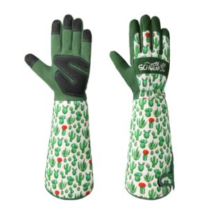 schwer long gardening gloves for women,rose pruning gloves with forearm protection,breathable work gloves with touch screen for yard & outdoor work(medium 1 pair)