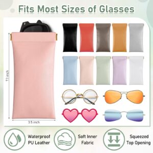 Kanayu 20 Pack Soft Leather Sunglasses Pouch Case Squeeze Top Glasses Case Eyeglasses Pouch for Women Anti Scratch Sunglasses Bag, 10 Colors