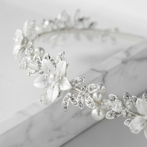 SWEETV Rhinestone Bridal Headband Silver Wedding Headpiece for Bride Crystal bridal hair pieces for Wedding Hair Accessories for Women Girl