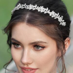 SWEETV Crystal Hair Vine and Headpiece - Bridal Hair Accessories for Women and Girls, Silver