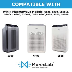 MorexLab 115115 Replacement Filter A for Winix PlasmaWave Air Purifier C535 9000 5000 5300 6300 5300-2 P300, 2 H13 1 True HEPA Filter + 4 Activated Carbon Pre-Filters