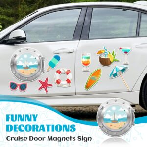 10pcs Summer Beach Cruise Door Magnets Car Magnets & Magnetic Cruise Door Decorations, Hawaii Tropical Theme for Fridge, Cars and Carnival Cruise Cabin Door Decor