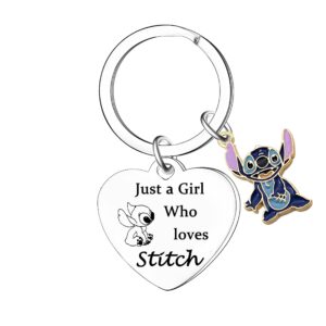 Waeceip Stitch Keychains Stitch Gifts for Girls Stitch Stuff Stitch Gift Ideas Birthday Decorations Gifts for Friends Gifts Just A Girl Who Loves Stitch