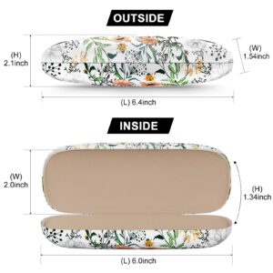 NPOOYI Eyeglasses Case, Hard Shell Protective Case for Glasses, Unisex for Women Men, Glass Case with Cleaning Cloth, Colorful Small Flowers