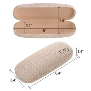 Hedume 12 Pack Hard Shell Eyeglasses Case, PU Linen Pattern Large Glasses Case, 4 Colors Unisex Portable Glasses Protection Case