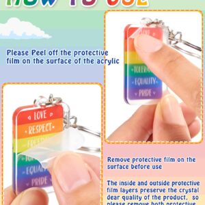 Kigeli 60 Pcs Gay Pride Rainbow Keychain LGBTQ Accessories Bulk Gay Stuff Acrylic Lesbian Key Chain LGBT Key Ring Hanging Men Women's Keyrings and Keychains for Transgender Jewelry Gifts Charm