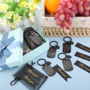 Yinkin 72 Pcs Employee Appreciation Gift Bulk for Coworker Thank You Gifts Keychains with Organza Bags Thank You Cards Gift, Black