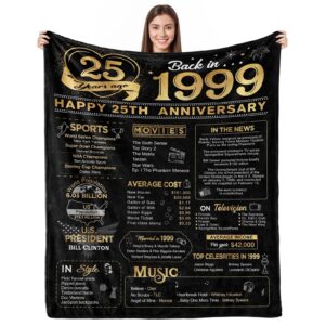 yomaisky 25th anniversary blanket gifts gift for 25th silver wedding anniversary 25 years of marriage gifts for mom wife dad husband friends grandparents throw blankets 60lx50w inch gold