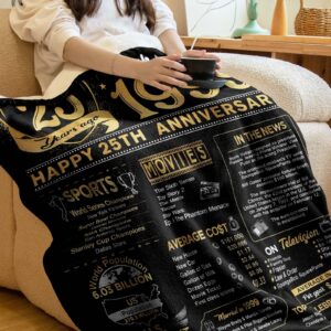 Yomaisky 25th Anniversary Blanket Gifts Gift for 25th Silver Wedding Anniversary 25 Years of Marriage Gifts for Mom Wife Dad Husband Friends Grandparents Throw Blankets 60Lx50W Inch Gold