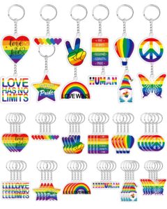 kigeli 60 pcs gay pride rainbow keychain lgbtq accessories bulk gay stuff acrylic lesbian key chain lgbt key ring hanging men women's keyrings and keychains for transgender jewelry gifts charm