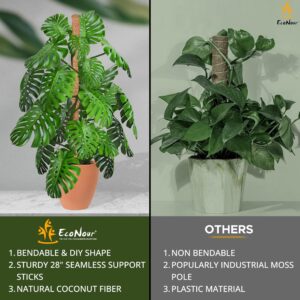 EcoNour Moss Pole for Plants - 28 Inches (2 Pack) | Monstera Plant Support for Vertical Growth | Indoor Climbing Plant Support for Potted Plants Like Pothos, Philodendrons, and More