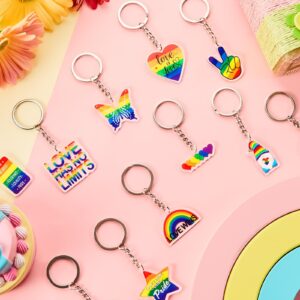 Kigeli 60 Pcs Gay Pride Rainbow Keychain LGBTQ Accessories Bulk Gay Stuff Acrylic Lesbian Key Chain LGBT Key Ring Hanging Men Women's Keyrings and Keychains for Transgender Jewelry Gifts Charm