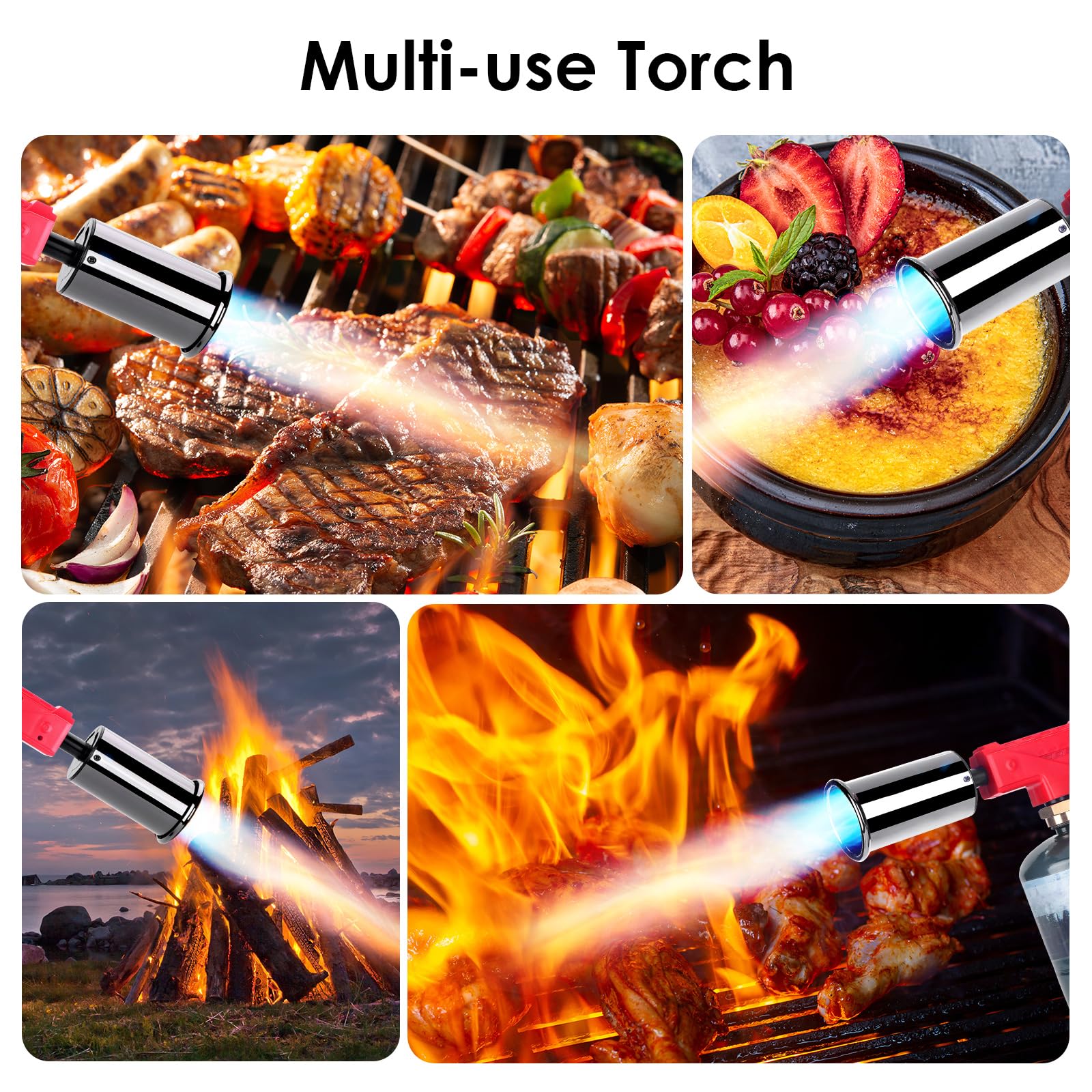 FEPPO Powerful Cooking Propane Torch, Outdoor Kitchen Cooking Torch Charcoal Torch Lighter, Grilling Culinary Kitchen Torch for BBQ Searing Steak, Creme Brulee (Tank Not Included)