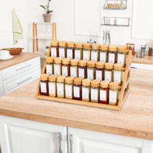 MNADSFKJ Bamboo Tiered Spice Rack for Countertop Spice Organizer for Pantry Spice Shelf Organizer for Cabinet Spices Rack