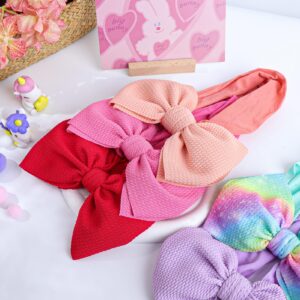 YanJie Baby Headbands - Handmade Elastic Nylon Hairbands with Hair Bows for Newborns, Girls, Toddlers, and Kids in Black, Red, Pink