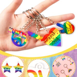 Kigeli 60 Pcs Gay Pride Rainbow Keychain LGBTQ Accessories Bulk Gay Stuff Acrylic Lesbian Key Chain LGBT Key Ring Hanging Men Women's Keyrings and Keychains for Transgender Jewelry Gifts Charm