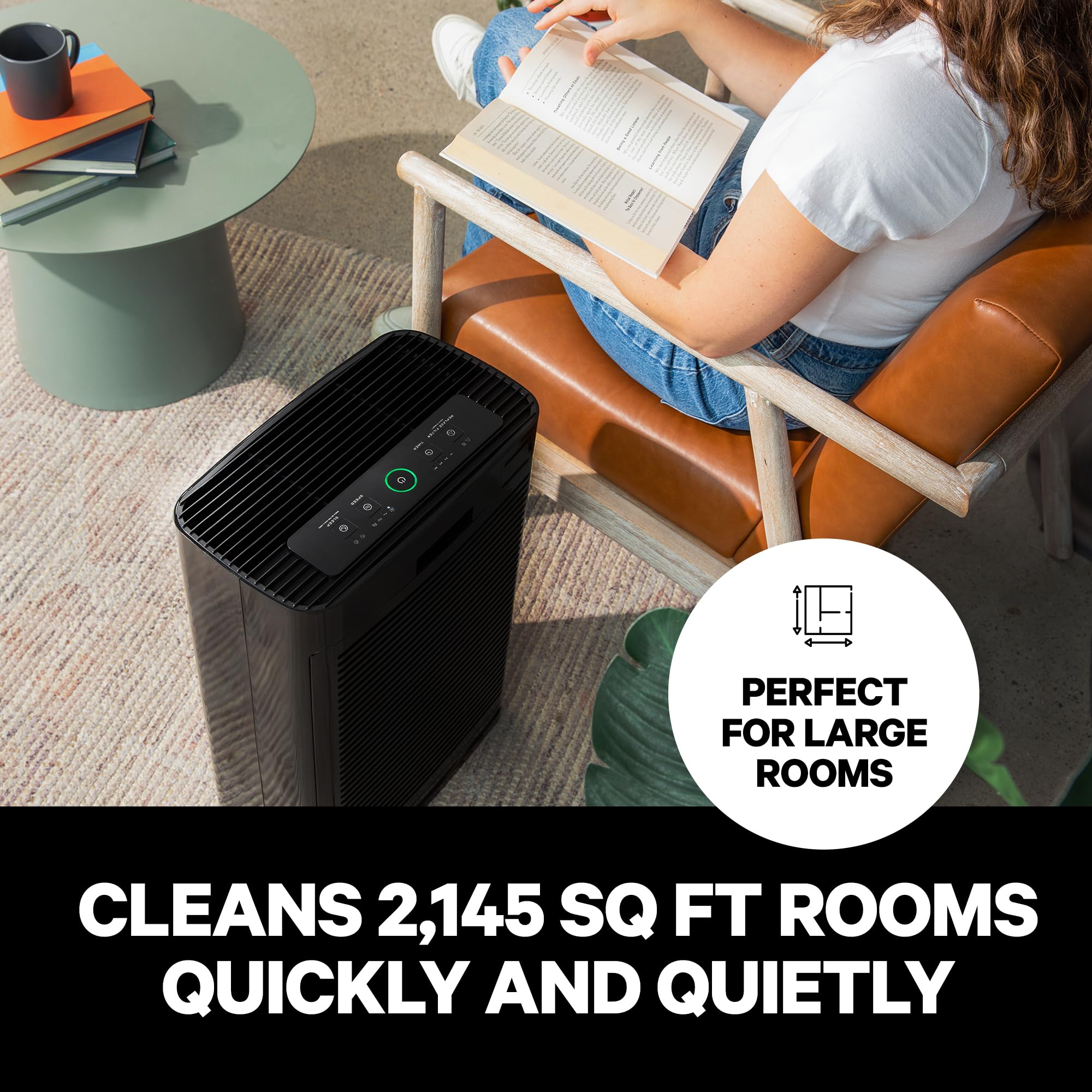 Powerful PuroAir HEPA Air Purifiers for Home Large Rooms - Covers 2,145 Sq Ft - Filters Up To 99% of Pollutants, Smoke, Pollen, Dust, and VOCs - Air Purifiers for Bedroom - Quiet HEPA Air Filter 36 dB