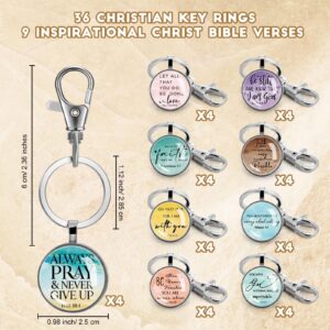 Fumete 36 Pcs Christian Keychain Bulk Bible Verse Religious Keychain Scripture Quote Keychain Inspirational Faith Hope Belief Gifts party favors Supplies for Men Women (Cute Style)