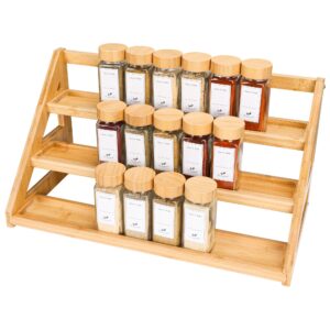 mnadsfkj bamboo tiered spice rack for countertop spice organizer for pantry spice shelf organizer for cabinet spices rack