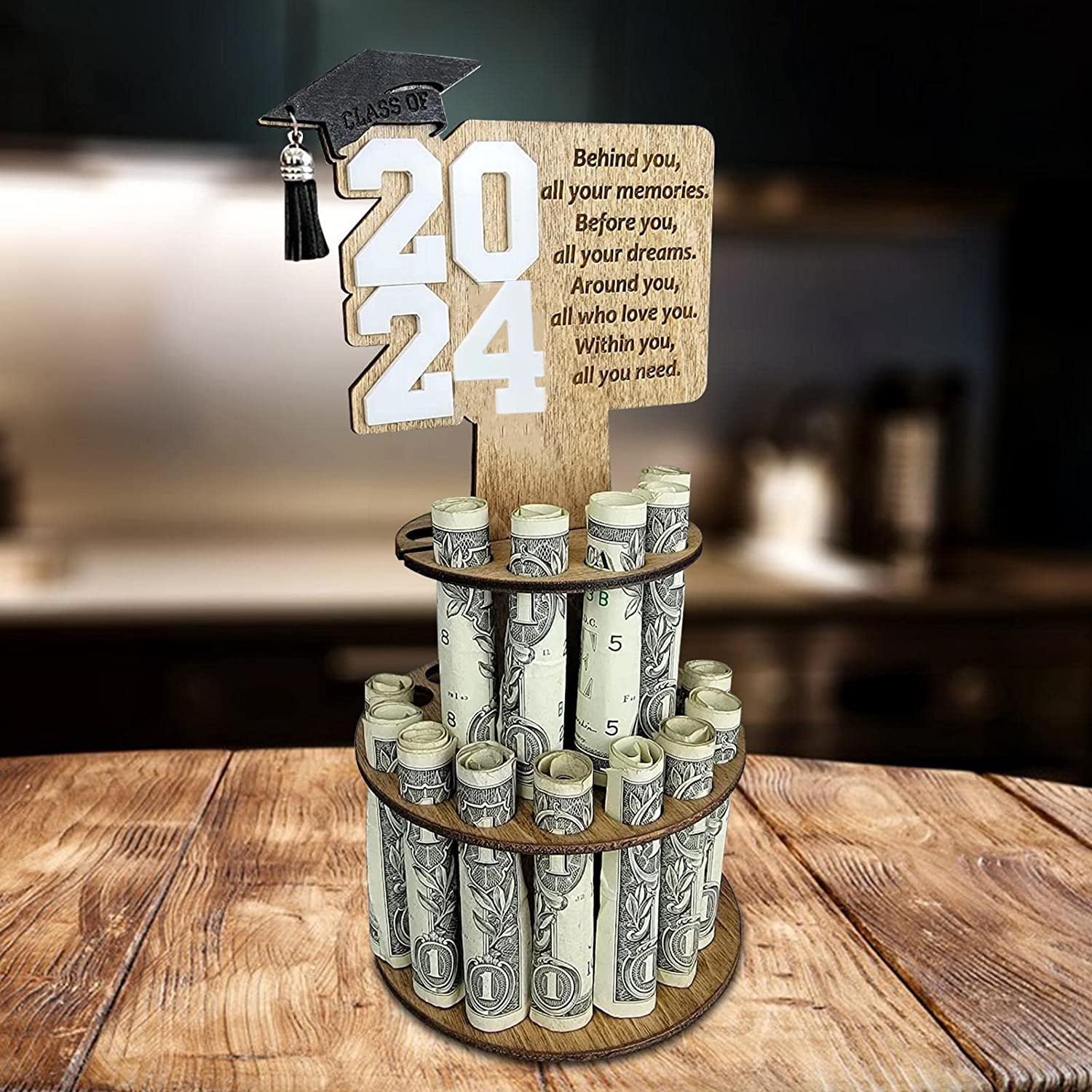 2024 Graduation Gift Money Holder Graduation Money Cake,Unique Gift Ideas for Graduation (white)