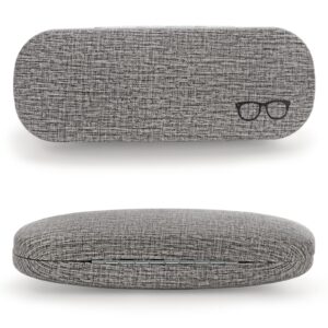 Hedume 12 Pack Hard Shell Eyeglasses Case, PU Linen Pattern Large Glasses Case, 4 Colors Unisex Portable Glasses Protection Case