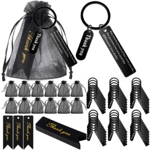 Yinkin 150 Pcs Employee Appreciation Gift Bulk for Thank You Gifts Coworker Keychains with Organza Bags Thank You Cards Gift(Black)