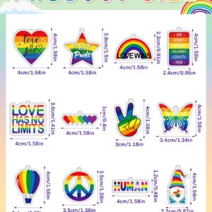 Kigeli 60 Pcs Gay Pride Rainbow Keychain LGBTQ Accessories Bulk Gay Stuff Acrylic Lesbian Key Chain LGBT Key Ring Hanging Men Women's Keyrings and Keychains for Transgender Jewelry Gifts Charm