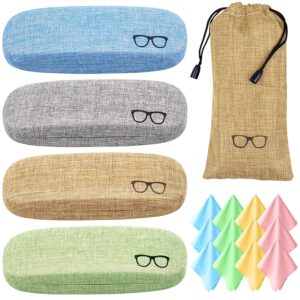 Ouskr 17 Pcs Eyeglass Case Hard Shell Set, Unisex Hard Glasses Case, Large Eyeglasses Cases for Men Women