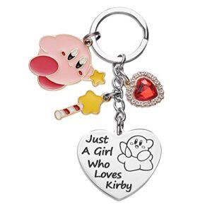 kirby merch cute keychain cartoon video game character gifts for teen girls daughter women birthday gift keychains