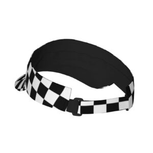 LOGMOR Black White Race Checkered Flag Pattern Sunscreen Visor Hats for Women & Men, Sport Empty Top Baseball Sun Cap, Tennis Visor, Golf Visor