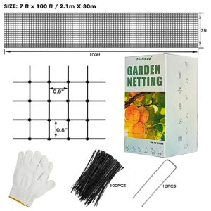 Fafaland Bird Netting 7X100 Feet for Garden Protection, Temporary Reusable Fence Barrier Anti Birds, Flexible Plastic Trellis Netting for Vegetables Fruit Flowers Crops Fence Cover. (7'x100')