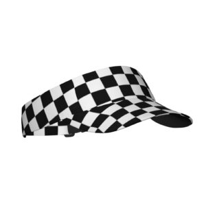 logmor black white race checkered flag pattern sunscreen visor hats for women & men, sport empty top baseball sun cap, tennis visor, golf visor