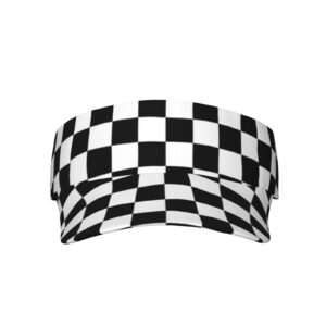 LOGMOR Black White Race Checkered Flag Pattern Sunscreen Visor Hats for Women & Men, Sport Empty Top Baseball Sun Cap, Tennis Visor, Golf Visor