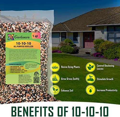 All-Purpose Planting and Growing Food 10-10-10 Fertilizer by Gardenera - Boost Your Garden's Growth - 2 Quart