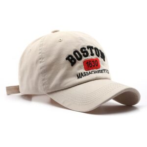 boston cap unisex baseball cap sun hat adjustable trucker cap (beige)