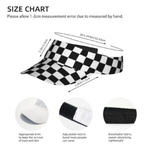 LOGMOR Black White Race Checkered Flag Pattern Sunscreen Visor Hats for Women & Men, Sport Empty Top Baseball Sun Cap, Tennis Visor, Golf Visor