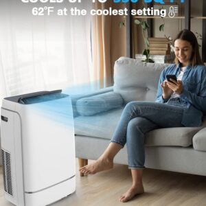 Joy Pebble Portable Air Conditioner, 12000 BTU for Room up to 550 sq. ft, Dehumidifier & Fan, Portable AC with 3 Fan Speeds, Automatic Louver Sweep,24H Timer, Remote Control, ECO