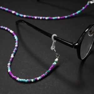 8 Pcs Beaded Eyeglass Chains for Women & Girls, Multifunction Colorful Mask Glasses Lanyard Sunglass Holder Strap Around Neck,Bead Holders Face Mask Chains Clamp Necklace Strap with Eyeglass Loop