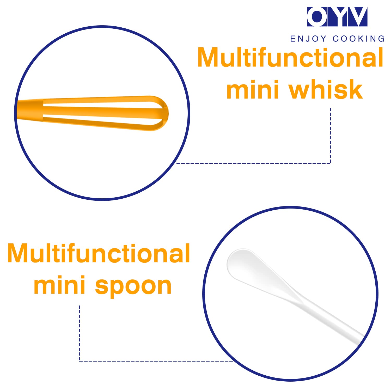 OYV multifunctional mini whisk,mini spoon,small whisks for cooking,tiny whisk 2 pieces,mini small wisk,for Blending,Whisking,Beating Ingredients, Mixing Sauces