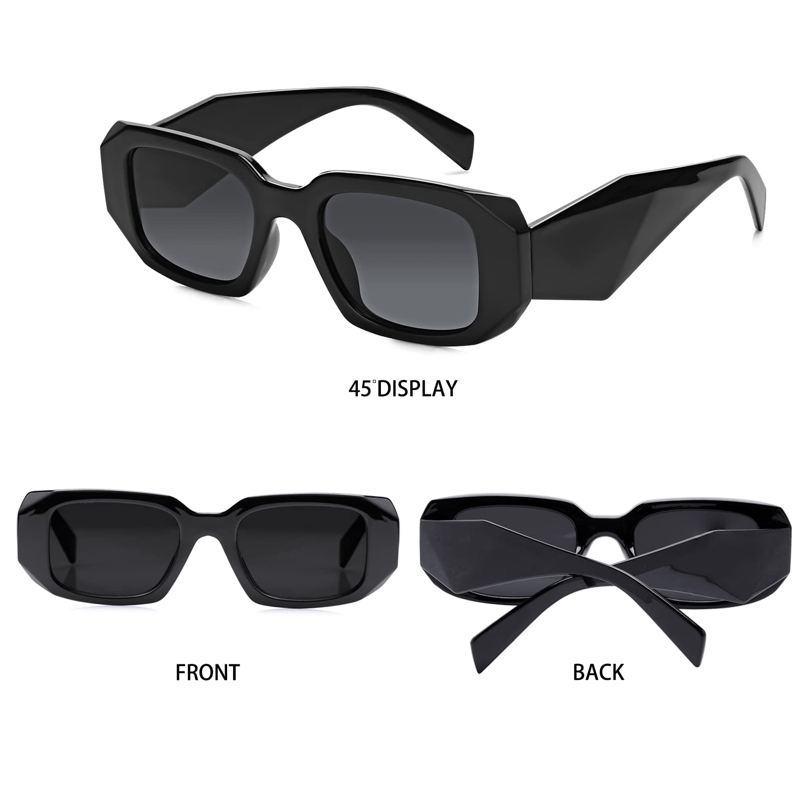 Haqptul Trendy Rectangle Sunglasses for Women Men Square Retro Vintage Hexagon Glasses 90S Y2K Shades Aesthetic Accessories