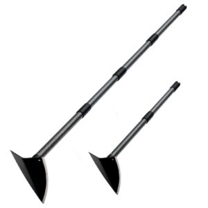 hoe garden tool long handle, 60 inch long triangle hoe manual weeder,heavy duty landscaping triangle weeding hoe for gardening weeding digging loosening edging cultivating, metal garden hoe