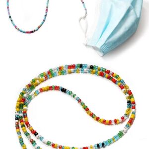 8 Pcs Beaded Eyeglass Chains for Women & Girls, Multifunction Colorful Mask Glasses Lanyard Sunglass Holder Strap Around Neck,Bead Holders Face Mask Chains Clamp Necklace Strap with Eyeglass Loop