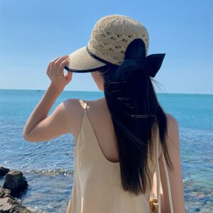 Wide Brim Beach Hats for Women Breathable Sun Hat Bucket Hat Sun Visors Fishing Cap for Travel Picnic Outdoor Summer 2024 Khaki