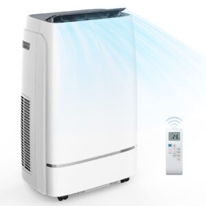 joy pebble portable air conditioner, 12000 btu for room up to 550 sq. ft, dehumidifier & fan, portable ac with 3 fan speeds, automatic louver sweep,24h timer, remote control, eco