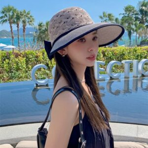 Wide Brim Beach Hats for Women Breathable Sun Hat Bucket Hat Sun Visors Fishing Cap for Travel Picnic Outdoor Summer 2024 Khaki