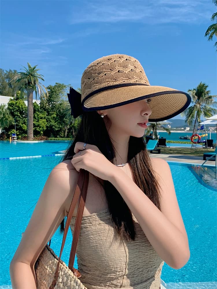 Wide Brim Beach Hats for Women Breathable Sun Hat Bucket Hat Sun Visors Fishing Cap for Travel Picnic Outdoor Summer 2024 Khaki